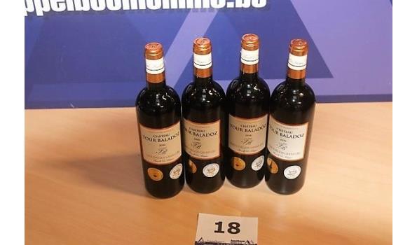 4 flessen à 75cl rode wijn CHATEAU TOUR BALADOZ, Bordeaux, Saint-Emilion Grand Cru, 2016, Frankrijk